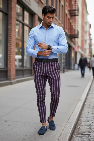 Pantaloni barbati casual regular fit violet B1556 I5-.6