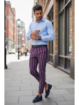 Pantaloni barbati eleganti grena B1556 I5-6