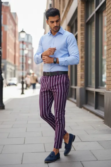 Pantaloni barbati casual regular fit violet B1556 I5-.6