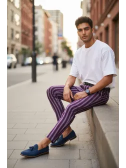 Pantaloni barbati casual regular fit violet B1556 I5-.6