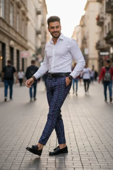 Pantaloni barbati eleganti in carouri B1562 B6-3.2.3