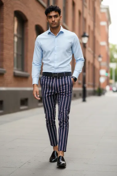 Pantaloni barbati casual regular fit bleumarin B1603 Z35-1