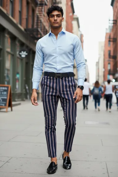 Pantaloni barbati casual regular fit bleumarin B1603 Z35-1