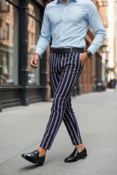 Pantaloni barbati casual regular fit bleumarin B1603 Z35-1