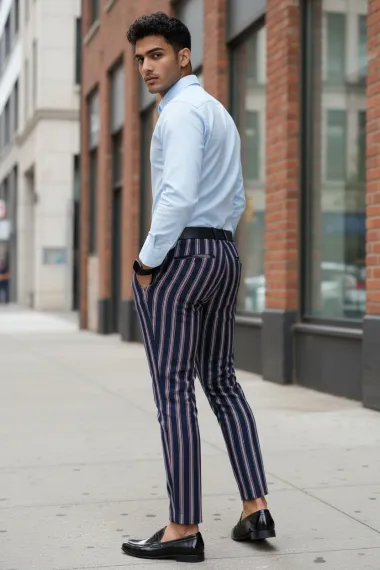 Pantaloni barbati casual regular fit bleumarin B1603 Z35-1