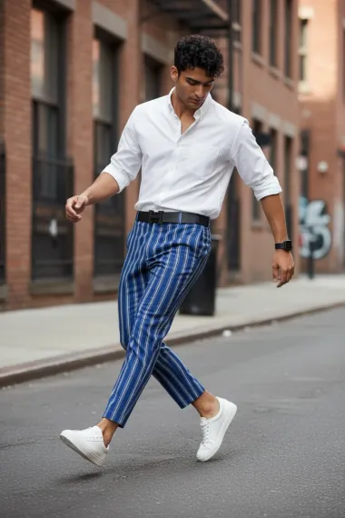 Pantaloni barbati casual regular fit bleumarin B1606 Y13-3