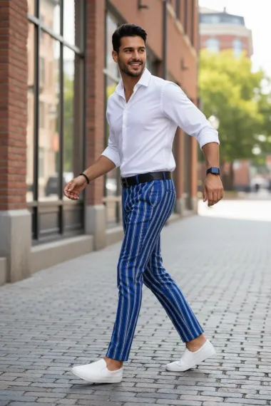 Pantaloni barbati casual regular fit bleumarin B1606 Y13-3