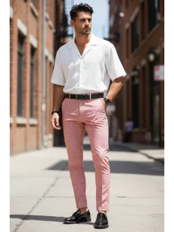 Pantaloni barbati eleganti regular fit in carouri B1607 V4-5