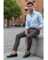 Pantaloni barbati eleganti grena in carouri B1626 F7-5 