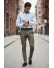 Pantaloni barbati eleganti kaki in dungi B1630 B2-5.1
