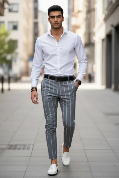 Pantaloni barbati casual regular fit gri B1644 U2