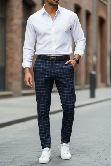 Pantaloni barbati casual regular fit in carouri B1732 119-1