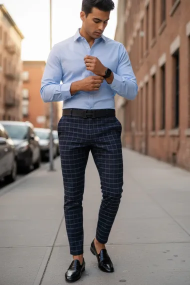 Pantaloni barbati casual regular fit in carouri B1732 119-1