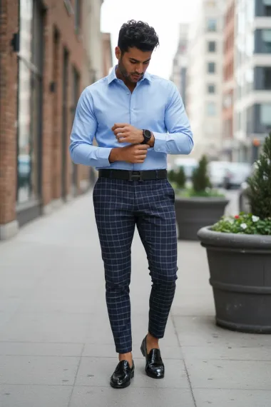 Pantaloni barbati casual regular fit in carouri B1732 119-1