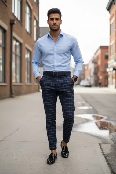 Pantaloni barbati casual regular fit in carouri B1732 119-1