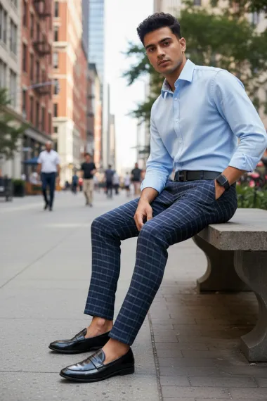 Pantaloni barbati casual regular fit in carouri B1732 119-1