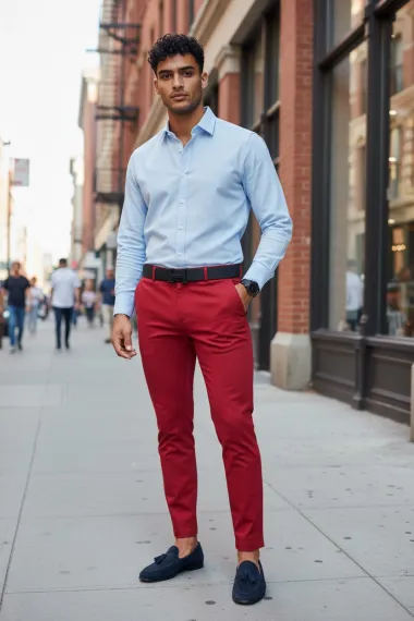 Pantaloni barbati casual regular fit grena B1734 U3 A3-3