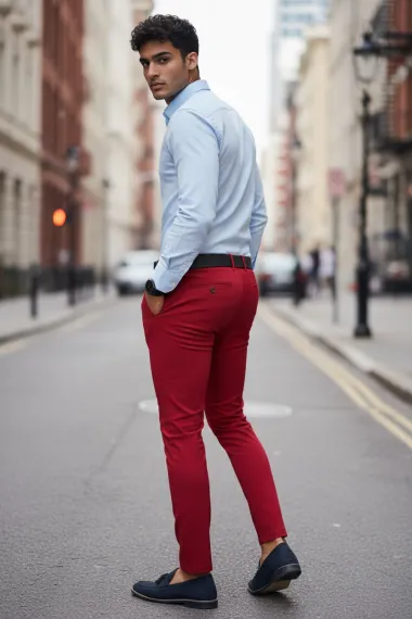 Pantaloni barbati casual regular fit grena B1734 U3 A3-3