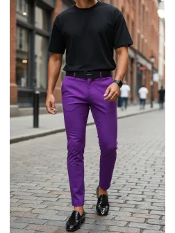 Pantaloni barbati casual regular fit mov B1734 B12-4 S3-1