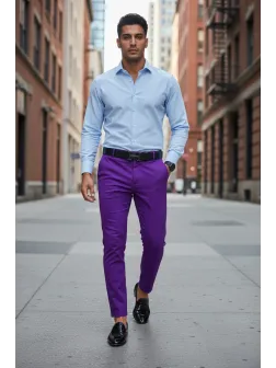 Pantaloni barbati eleganti regular fit mov B1734 B12-4