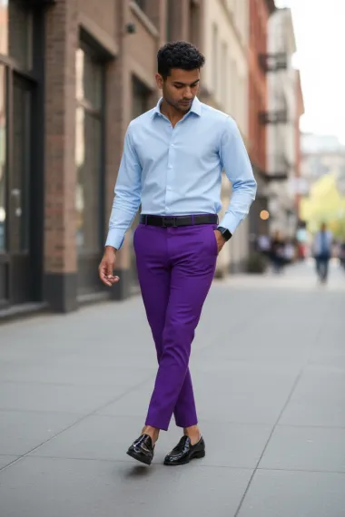 Pantaloni barbati eleganti regular fit mov B1734 B12-4