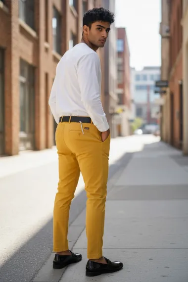 Pantaloni barbati eleganti mustar B1734 F4-5.1 * 