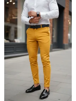 Pantaloni barbati eleganti mustar B1734 F4-5.1 * 