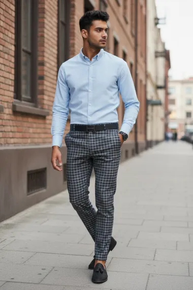 Pantaloni barbati casual regular fit in carouri B1739 D11-6