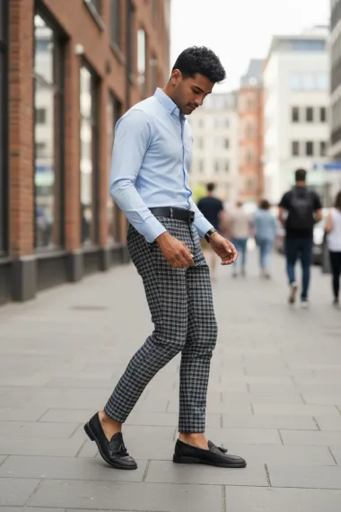 Pantaloni barbati casual regular fit in carouri B1739 D11-6