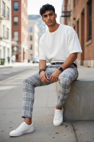 Pantaloni barbati eleganti in carouri B1743 I16-2 U4-1