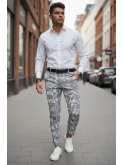 Pantaloni barbati eleganti in carouri B1743 I16-2 U4-1