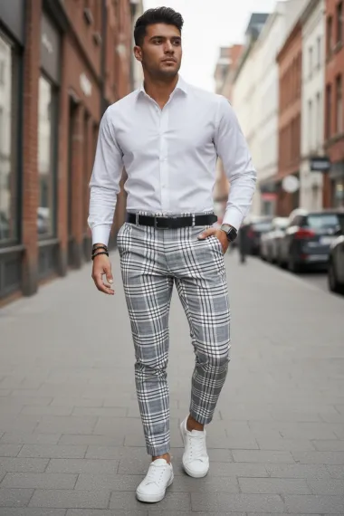 Pantaloni barbati eleganti in carouri B1743 I16-2 U4-1