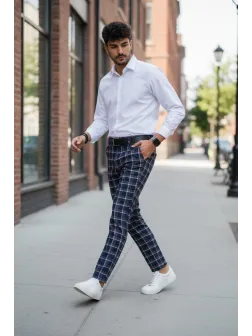 Pantaloni barbati casual regular fit in carouri B1779 i17-1.3