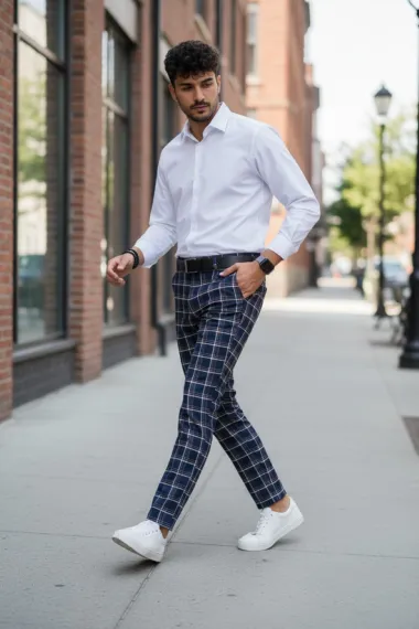 Pantaloni barbati casual regular fit in carouri B1779 i17-1.3