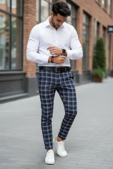 Pantaloni barbati casual regular fit in carouri B1779 i17-1.3