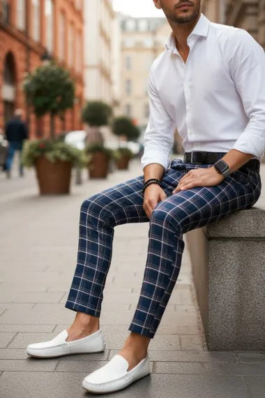 Pantaloni barbati casual regular fit in carouri B1779 i17-1.3