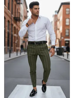 Pantaloni barbati eleganti kaki B1798 B6-5.1 U2