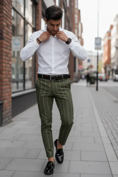 Pantaloni barbati casual regular fit kaki B1798 B6-5.1 U2