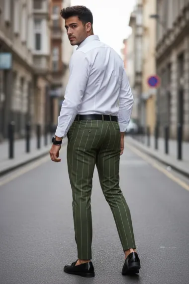 Pantaloni barbati casual regular fit kaki B1798 B6-5.1 U2