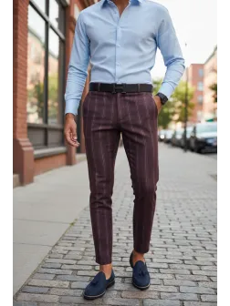 Pantaloni barbati eleganti grena B1801 39-1