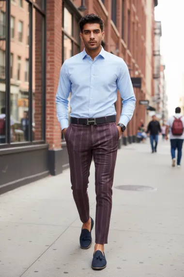 Pantaloni barbati eleganti grena B1801 39-1