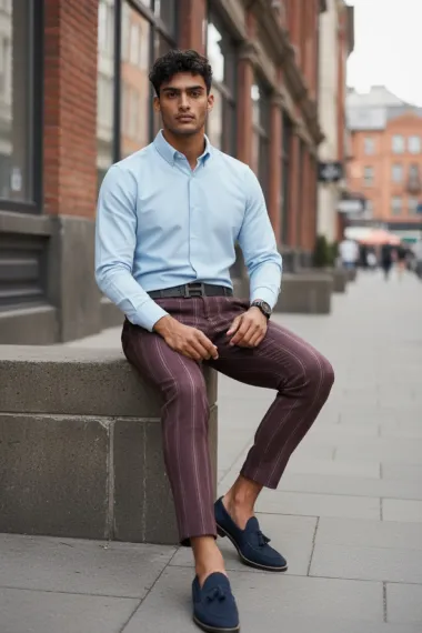 Pantaloni barbati eleganti grena B1801 39-1