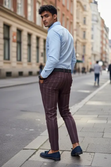 Pantaloni barbati eleganti grena B1801 39-1