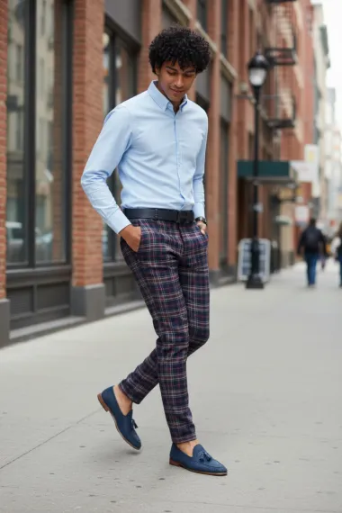 Pantaloni barbati casual regular fit in carouri B1822 7-4.1