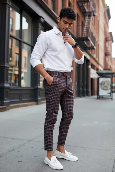 Pantaloni barbati eleganti in carouri 10061 x9