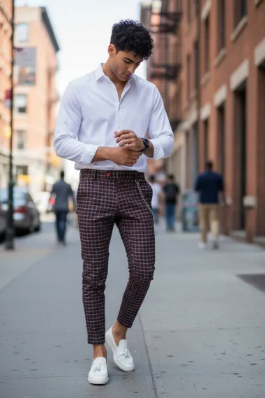 Pantaloni barbati eleganti in carouri 10061 x9