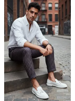 Pantaloni barbati eleganti in carouri 10061 x9 Pantaloni barbati eleganti in carouri 10061 x9