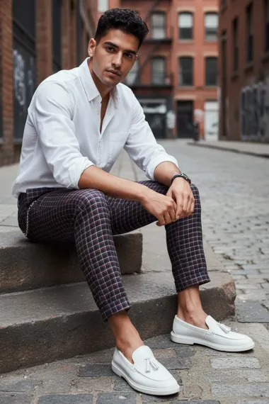 Pantaloni barbati eleganti in carouri 10061 x9