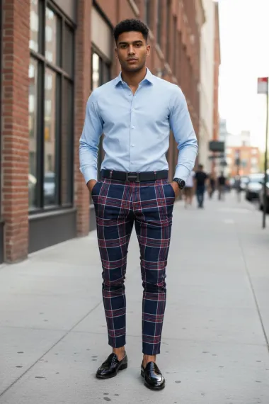 Pantaloni barbati casual regular fit in carouri B1546 D11-3