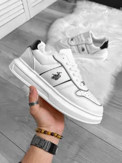 Adidasi barbati casual, albi cu negru L86 T5-3